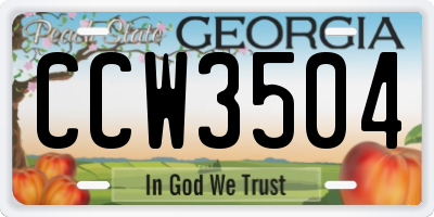 GA license plate CCW3504
