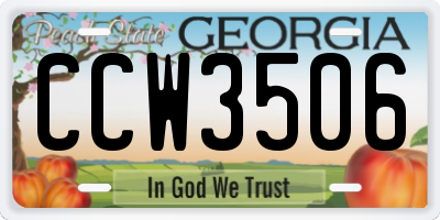 GA license plate CCW3506