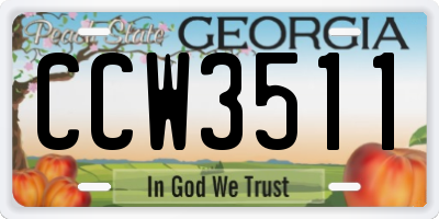 GA license plate CCW3511