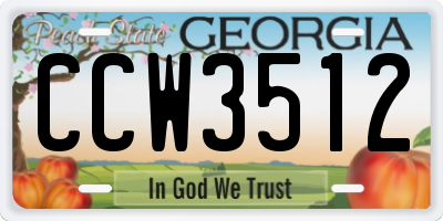 GA license plate CCW3512