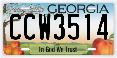 GA license plate CCW3514