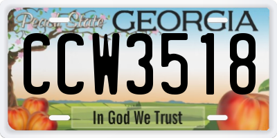 GA license plate CCW3518