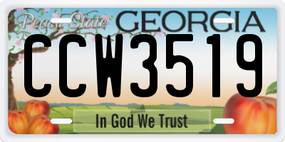 GA license plate CCW3519