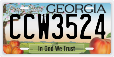 GA license plate CCW3524