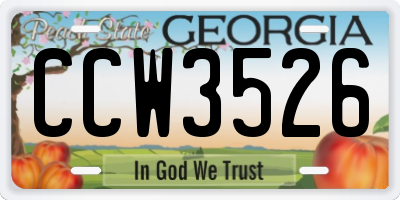 GA license plate CCW3526