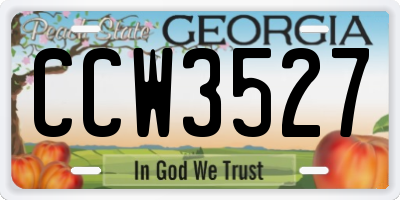 GA license plate CCW3527