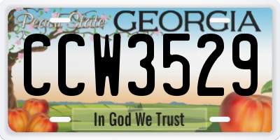 GA license plate CCW3529