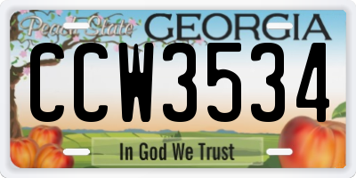 GA license plate CCW3534