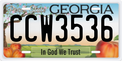 GA license plate CCW3536