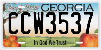 GA license plate CCW3537