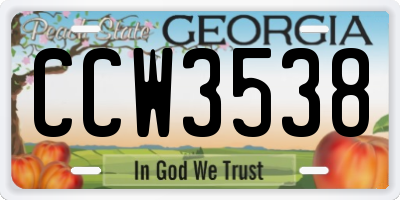GA license plate CCW3538