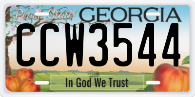 GA license plate CCW3544