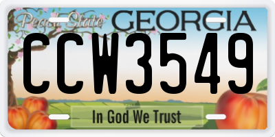 GA license plate CCW3549