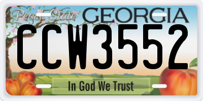 GA license plate CCW3552