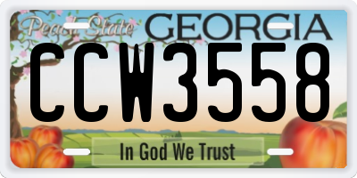 GA license plate CCW3558