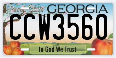 GA license plate CCW3560