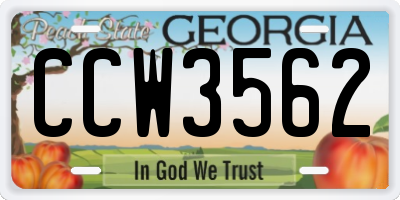 GA license plate CCW3562