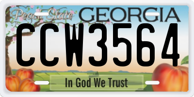 GA license plate CCW3564