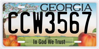 GA license plate CCW3567
