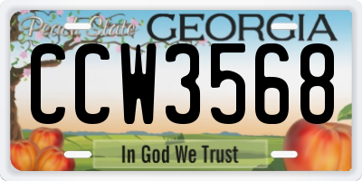 GA license plate CCW3568