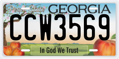 GA license plate CCW3569