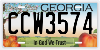 GA license plate CCW3574