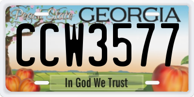 GA license plate CCW3577