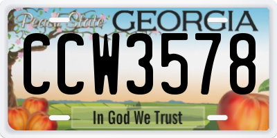 GA license plate CCW3578