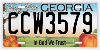GA license plate CCW3579