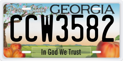 GA license plate CCW3582