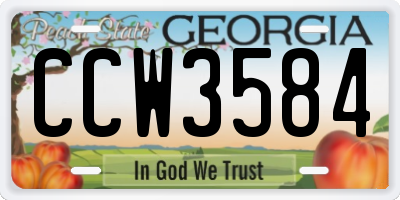 GA license plate CCW3584