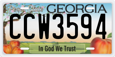 GA license plate CCW3594