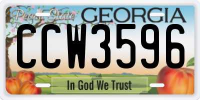 GA license plate CCW3596