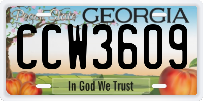 GA license plate CCW3609