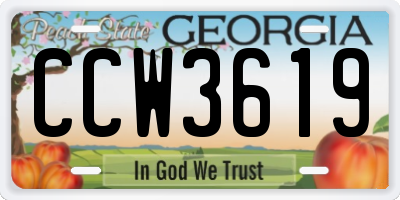 GA license plate CCW3619