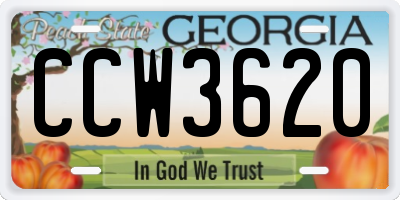 GA license plate CCW3620