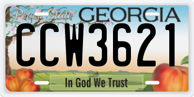 GA license plate CCW3621