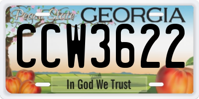 GA license plate CCW3622
