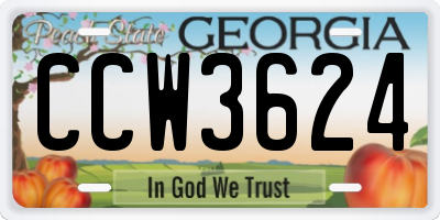 GA license plate CCW3624