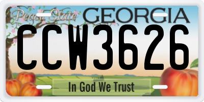 GA license plate CCW3626