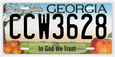 GA license plate CCW3628