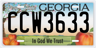GA license plate CCW3633