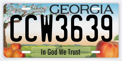 GA license plate CCW3639