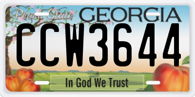 GA license plate CCW3644
