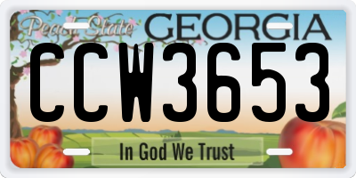GA license plate CCW3653