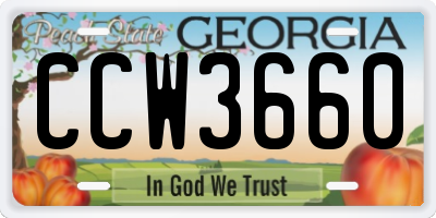 GA license plate CCW3660
