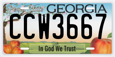 GA license plate CCW3667