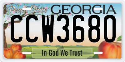 GA license plate CCW3680