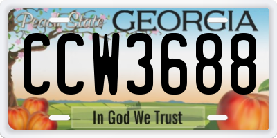 GA license plate CCW3688