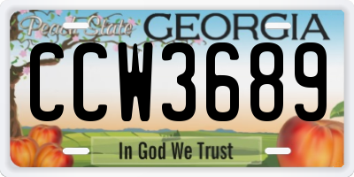 GA license plate CCW3689